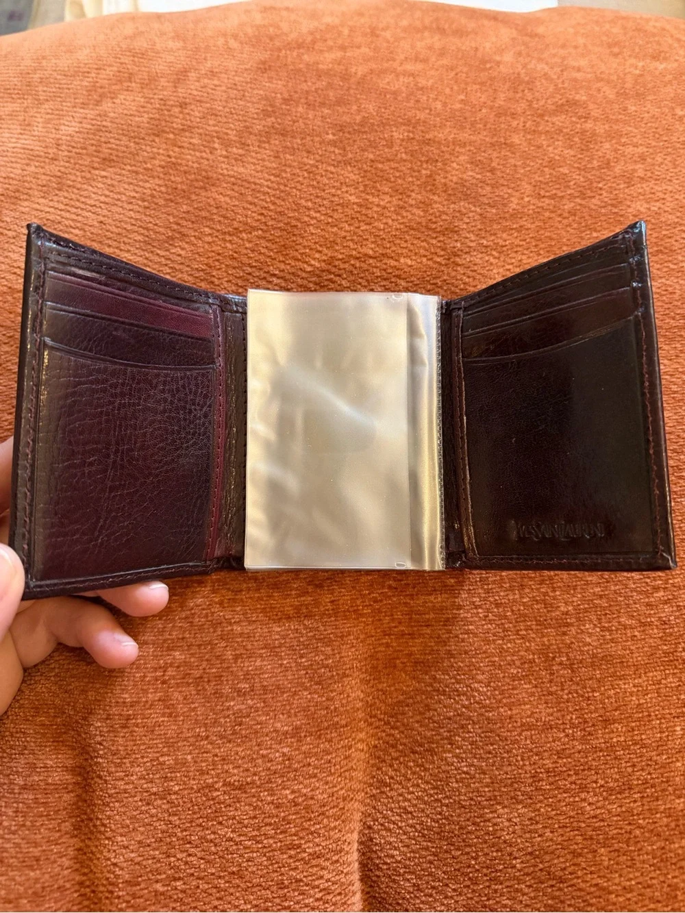 Yves Saint Laurent Men's Money Clip Card Wallet - Dark Brown